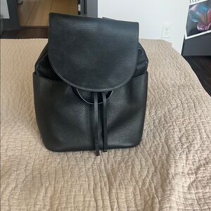 Cuyana Pebbled Black Leather Backpack